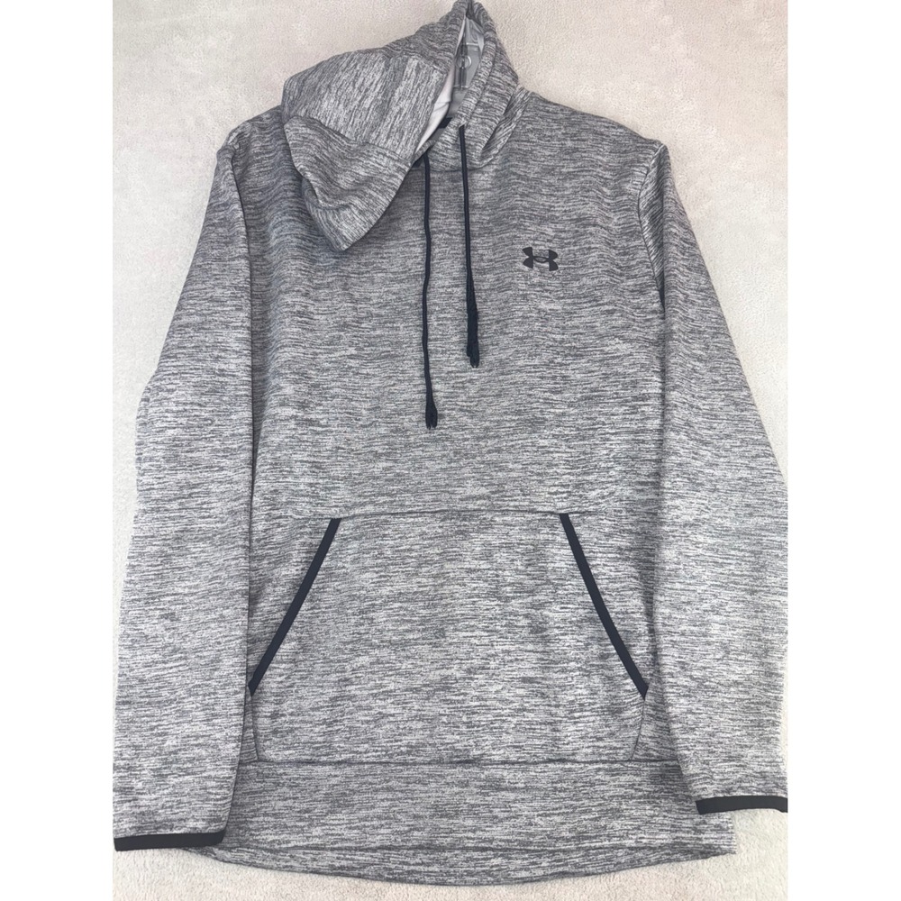 Under Armour Mens Medium Gray Space Dye Fleece Hoodie Loose Fit Pullover